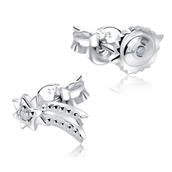 Shooting Star Designed With CZ Stone Silver Ear Stud STS-5534